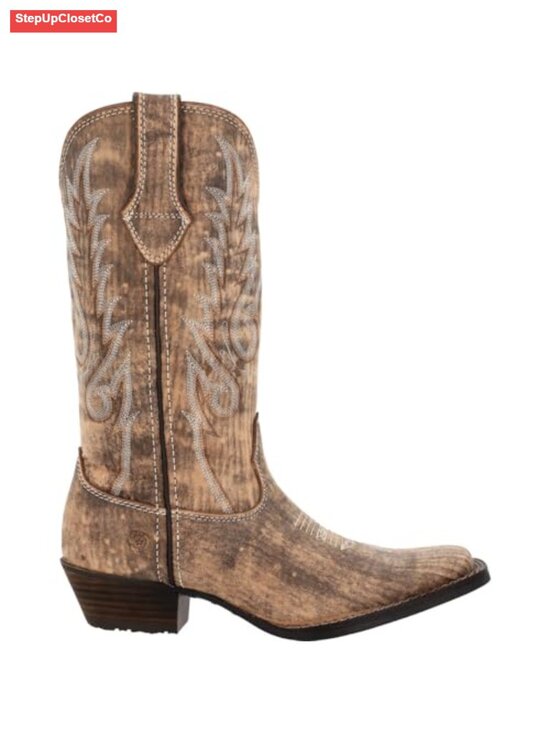 Shoes - Mid-calf Western boot with full-grain leather, embroidered and fringe details
